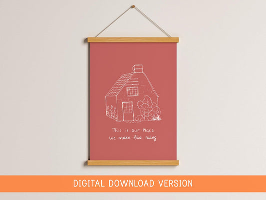 This Is Our Place We Make The Rules Print DIGITAL DOWNLOAD In Blush Coral | Taylor Lyric Print, TTPD Lyric Digital Poster