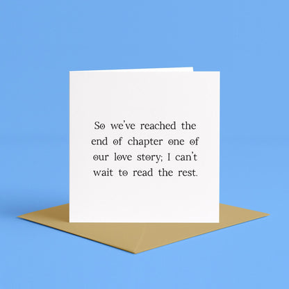 1st Anniversary Card | End of Chapter One Love Story Card, 1st Wedding Paper Anniversary Card, First Year Together Card, A Year of Us Card