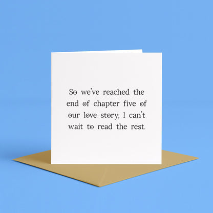 5th Anniversary Card | End of Chapter Five Love Story Card, Romantic 5 Year Wedding Anniversary Card, 5 Years Together, Five Years of Us