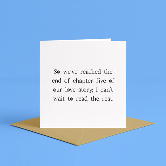 5th Anniversary Card | End of Chapter Five Love Story Card, Romantic 5 Year Wedding Anniversary Card, 5 Years Together, Five Years of Us