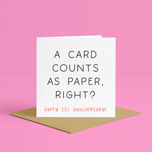 1st paper anniversary card | paper wedding anniversary card, first wedding anniversary card, joke 1st anniversary card, paper wedding card