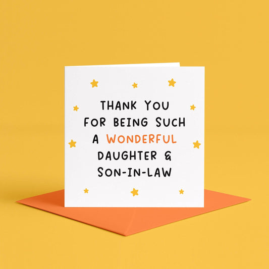 Thank You for Being Such a Wonderful Daughter and Son-in-Law Card | Heartfelt Appreciation Card for Daughter & Husband, Card From In-Laws