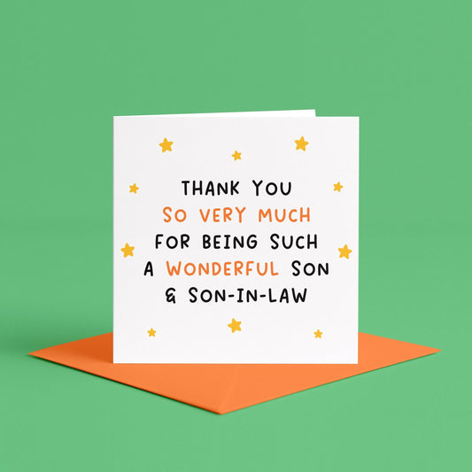 Thank You for Being Such a Wonderful Son and Son-in-Law Card | LGBTQ+ Card for Son and His Boyfriend, Son and Partner Card, Son and Husband