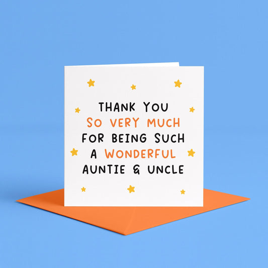 Thank You Auntie and Uncle Card | Auntie Uncle Anniversary Card, for Aunt for Uncle, we love Auntie and Uncle, Aunt and Uncle Christmas card
