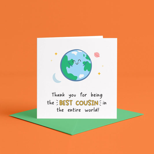 Cute Cousin Birthday Card, To The Best Cousin In The World Card, To My Cousin Birthday Card, Illustrated Card for Cousin, Thank You Cousin