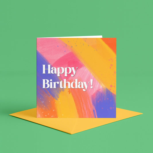 Bright Bold Birthday Card | Hand Painted Abstract Birthday Card, Colourful Happy Birthday Card by Artist, Quirky birthday card for friend