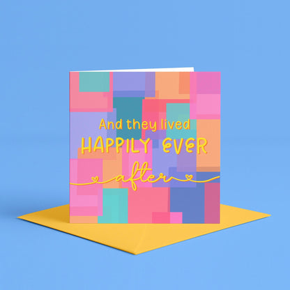 And They Lived Happily Ever After Abstract Wedding Card | Aesthetic Wedding Day Cards, For Newly Weds, Happy Wedding Day, For Married Couple