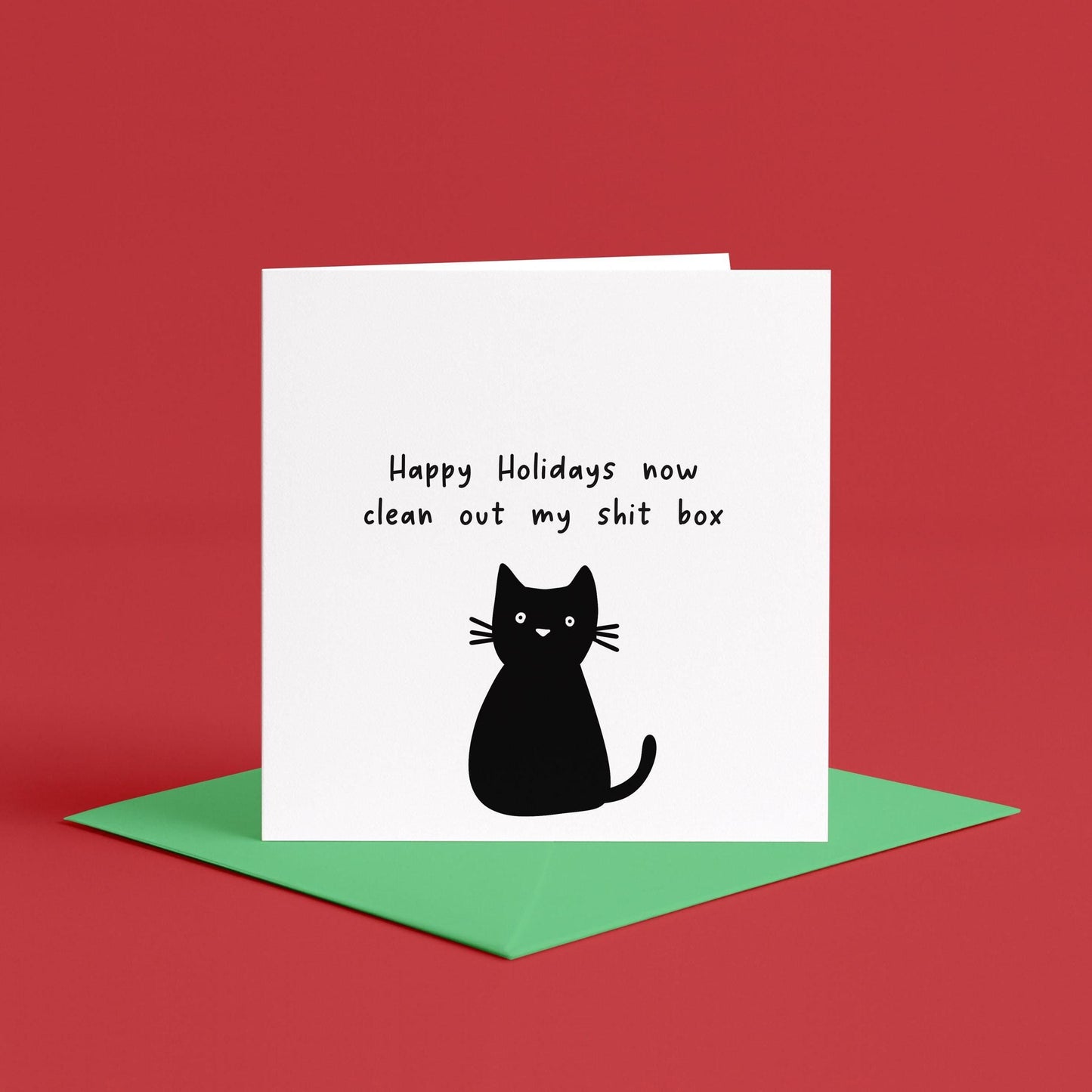 Funny Black Cat Holiday Card | Happy Holidays Card for Cat Lovers, Holiday Greetings From The Cat, Naughty Cat Thanksgiving Cards, Holidays