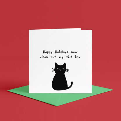 Funny Black Cat Holiday Card | Happy Holidays Card for Cat Lovers, Holiday Greetings From The Cat, Naughty Cat Thanksgiving Cards, Holidays