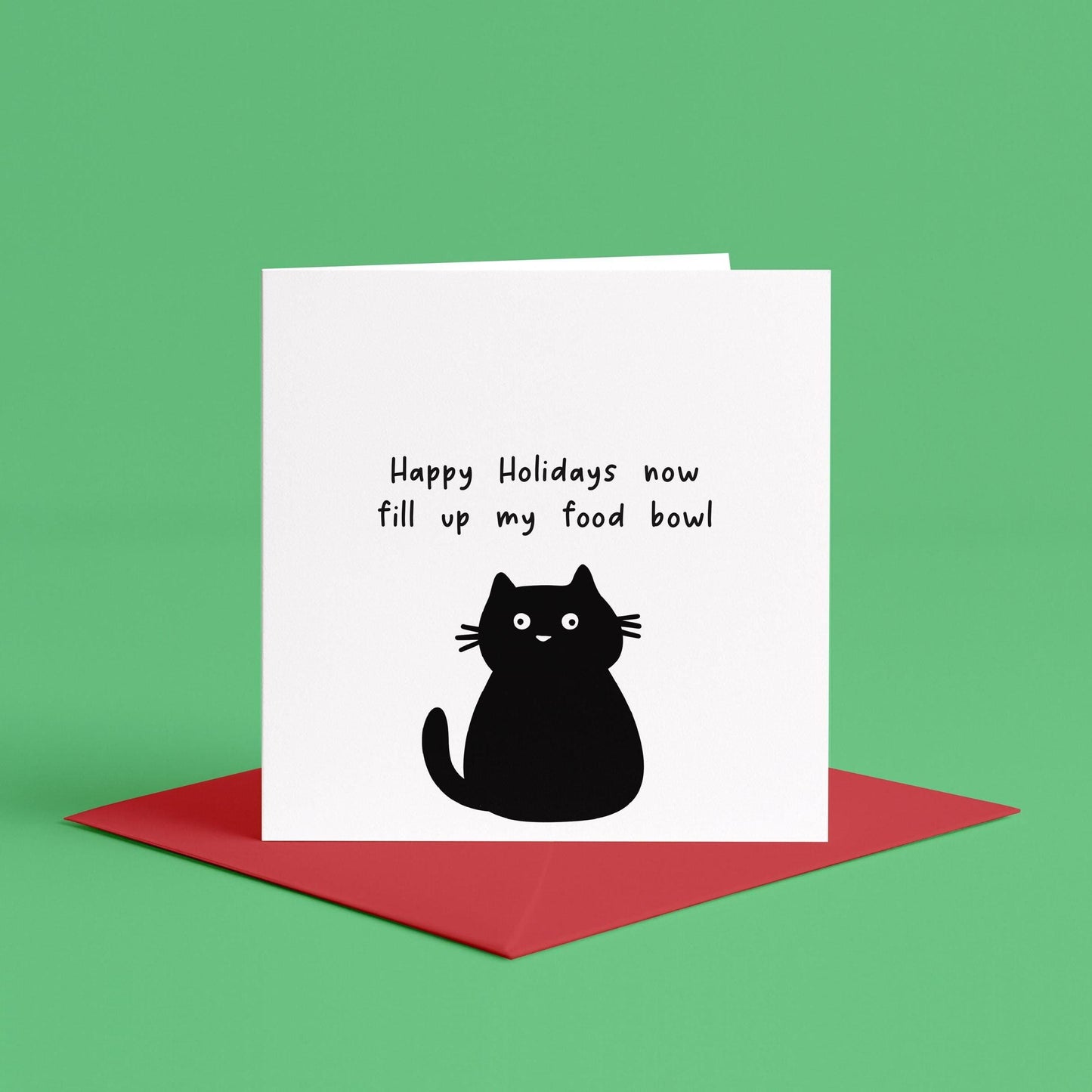 Happy Holidays Card From the Cat | Thanksgiving Card From Cat, Funny Cat Holiday Greetings Card, Black Cat Happy Holidays Card, Cat Lovers