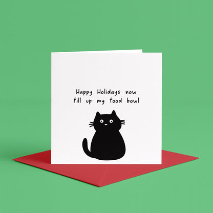 Happy Holidays Card From the Cat | Thanksgiving Card From Cat, Funny Cat Holiday Greetings Card, Black Cat Happy Holidays Card, Cat Lovers