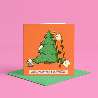 Dim Sum Punny Christmas Card | Foodie Pun Christmas Card, Illustrated Kawaii Japanese Style Food Christmas Card, Quirky Cute Christmas Card