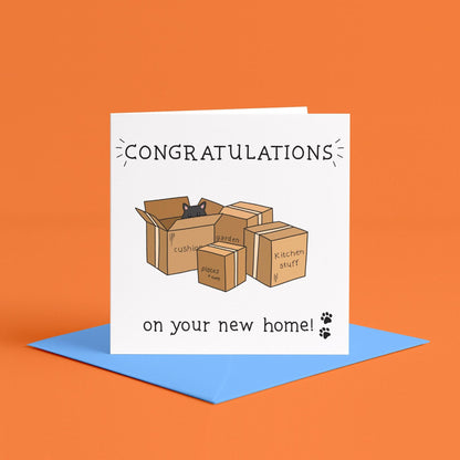 Funny Cat Lover New Home Card | Cat Themed Moving In Card, Happy New Home Card, New Home Cat Gift, Black Cat New Home Congratualtions Card