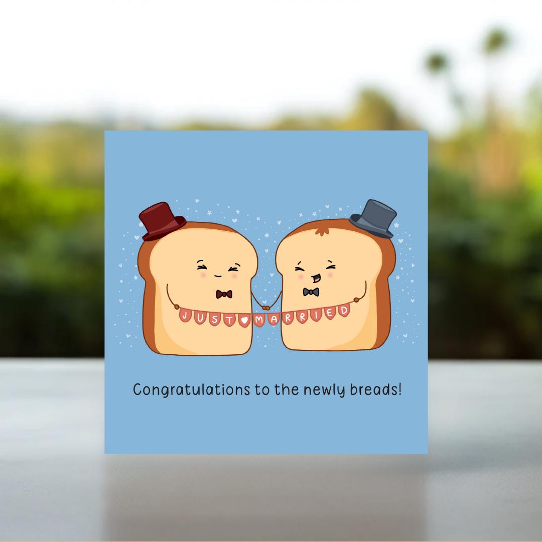 Newly Breads Card Congratulations Card | Mr and Mr Happy couple, Greetings card For Gay Wedding, Love is love, Groom & Groom card for them