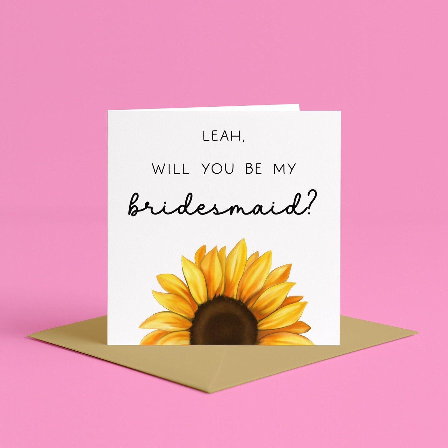 Personalised Sunflower Bridesmaid Proposal Card | Bridesmaid Proposal Card with Name On Floral, Personal Name Card for Bridesmaid Box