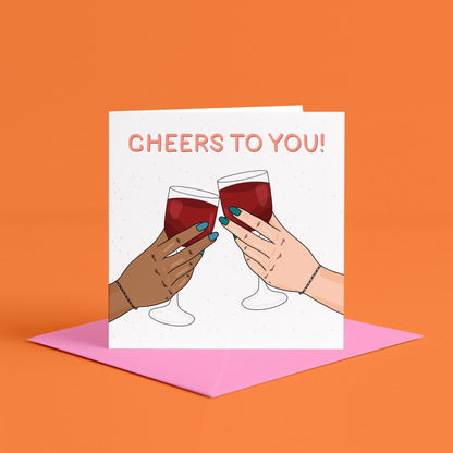 Cheers To You Card | Congratulations Bestie Card, Girly Celebration Card, Card for Bestie, Simple Greetings Card, Birthday Card, Girly Card