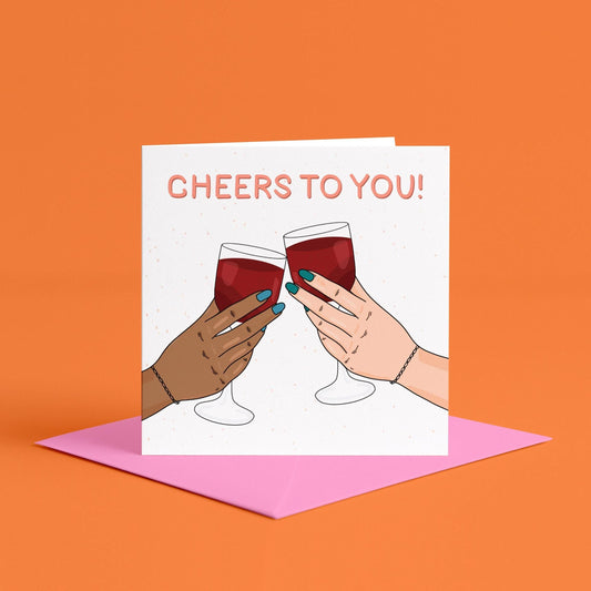 Cheers To You Card | Congratulations Bestie Card, Girly Celebration Card, Card for Bestie, Simple Greetings Card, Birthday Card, Girly Card