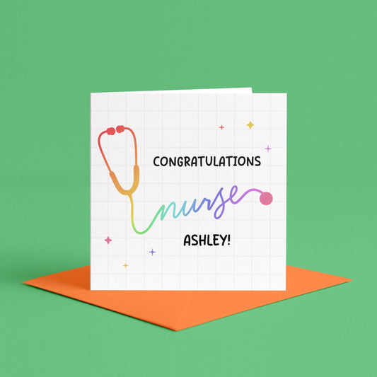 Congratulations Qualified Nurse Graduate Card | Personalised Nursing Graduation Card, Congratulations Qualified Nurse Card for New Nurse