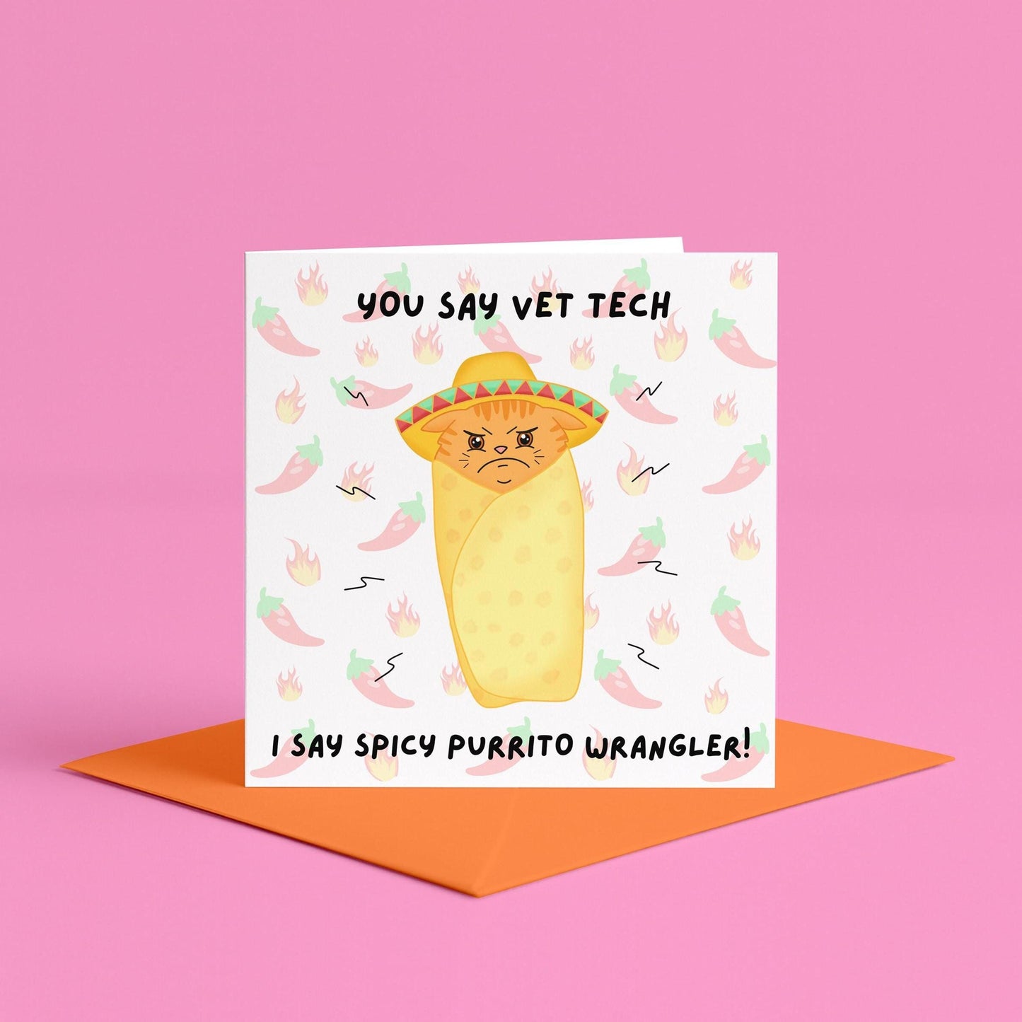 Vet Tech spicy cat card | Vet tech week card, LVT birthday card, vet tech birthday card, vet tech birthday gift, funny veterinary tech card