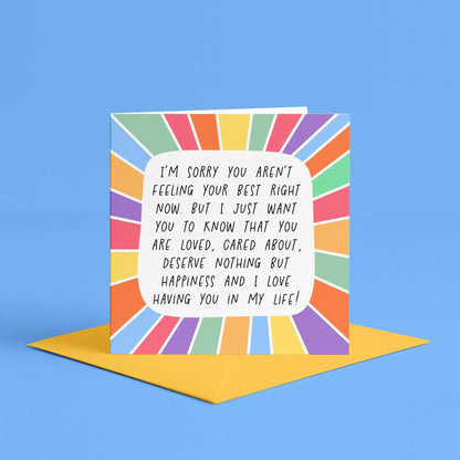 Friend Cheer Up Card | Mental Health Greeting Card, Sending A Hug Card, Encouragement Card, Comforting Card, Friendship Card, Positive Card