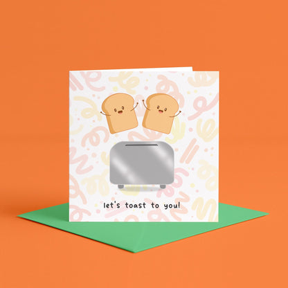 A Little Toast To You Card | Birthday Toast To you Card, Congratulations Card, Kawaii New Job Card, Illustrated Good Luck Card, Proud of You
