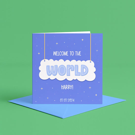 Personalised New Baby Boy Card | Card For New Baby Boy, Cute Baby Greeting Card, Baby Keepsake For New Son, Gift For New Baby With Name On