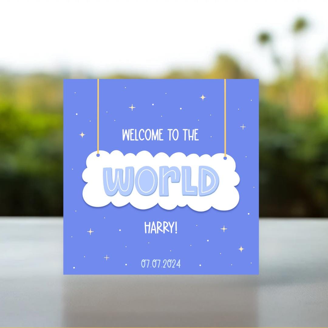 Personalised New Baby Boy Card | Card For New Baby Boy, Cute Baby Greeting Card, Baby Keepsake For New Son, Gift For New Baby With Name On