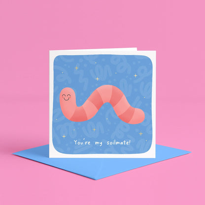 Cute Worm Themed Anniversary Card | To My Soulmate Card, Illustrated Love Card, Cute Card for Boyfriend Girlfriend Husband Wife Fiance