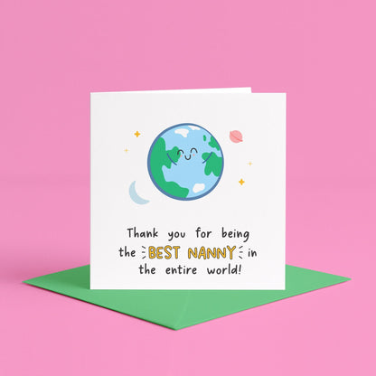 Best Nanny In The World Birthday Card | Cute Greeting Card for Nanny, Grandma, To the Best Nanny Ever, Heartfelt Card for Best Nanny Ever