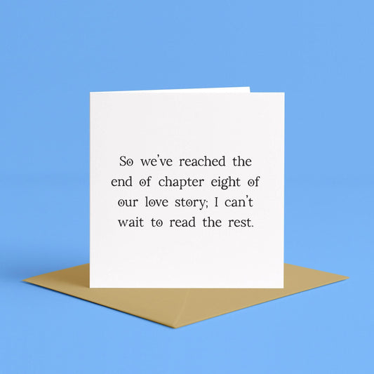 8th Anniversary Card | End of Chapter Eight Anniversary Card, Romantic 8 Year Relationship, 8 years married card, 8th wedding anniversary