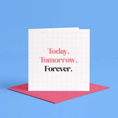 Today Tomorrow Forever anniversary card, Wedding day card to wife, Card for bride on our wedding day, card for her, love cards, anniversary