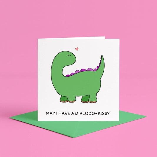 Diplodokiss | Dinosaur Valentines Day Card, Dinosaur Anniversary Card, for dinosaur lovers, husband boyfriend dinosaur card , dino love card
