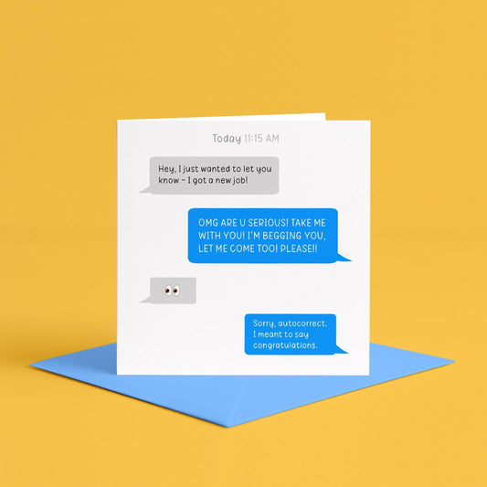 New Job Funny Text Message Card | Funny Congrats on Your New Job Card, Good Luck Card, Funny New Job Card, Fun Leaving Card for Work Bestie