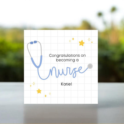 Personalised card for new nurse | nurse graduation gift, qualified nurse card, personalised congratulations card for registered nurse card
