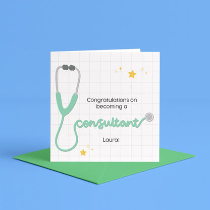 Personalised Congratulations on becoming a Consultant Card | Graduation Card for Doctor, New Job, Congratulations Card for Medical Graduate