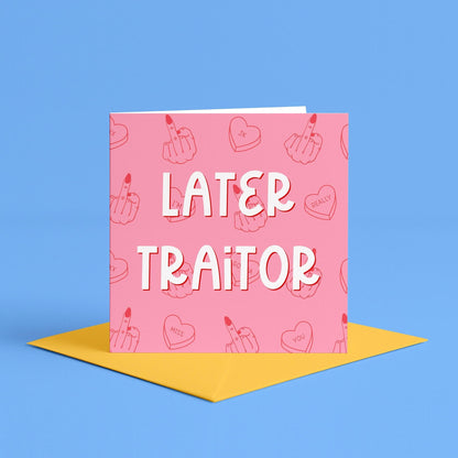 Later Traitor | Funny leaving card for work bestie, sorry you’re leaving card, work bestie leaving, goodbye funny colleague new job card