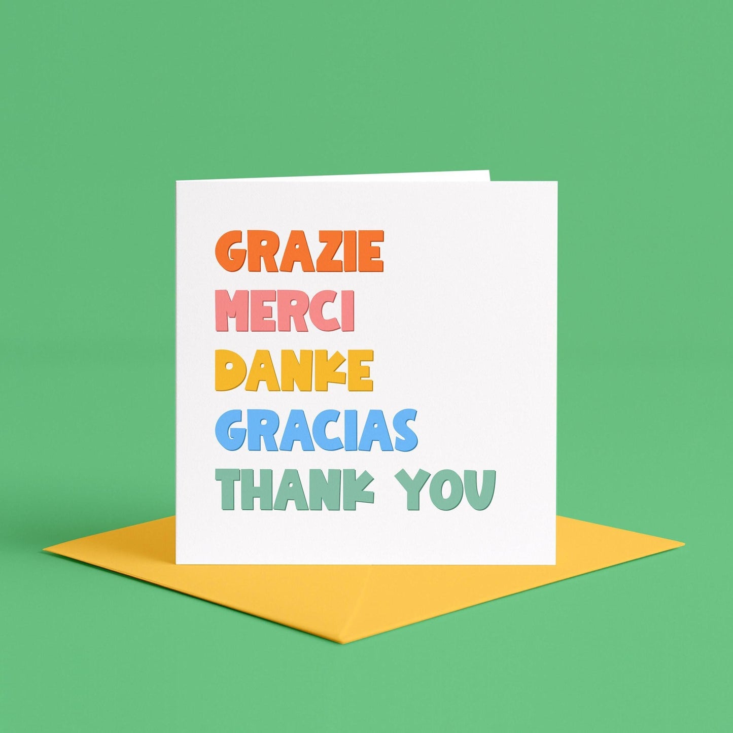 Simple Thank You Card | Thank You Card Multilingual, Cute Thank You Cards, Colourful Thank You Card, Thank You Very Much Card for Friend