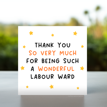 Labour and delivery staff thank you card, Maternity staff appreciation card, Thank you card for labour ward team, Labour and delivery thank you greeting card, Maternity ward gratitude card, Thank you card for delivery nurses