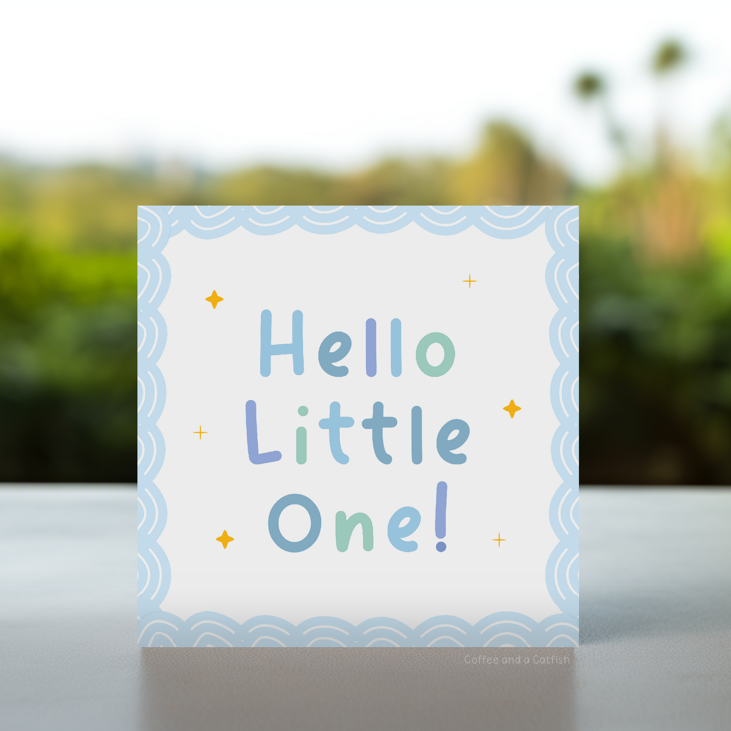 Welcome to the World Card, New Baby Boy Card, Newborn boy greeting card, Blue baby boy card, Hello Little One, New baby boy card with blue design, Baby shower card for baby boy, Hello Little One new baby boy greeting card, welcome new baby boy card