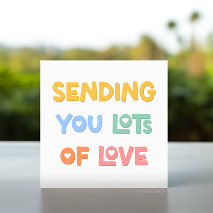 Sending you lots of love card, Pastel love greeting card, Love and affection card, romantic pastel card, Pastel colored love card, Thoughtful love card, Pastel greeting card with love message, Sending love card in soft colors