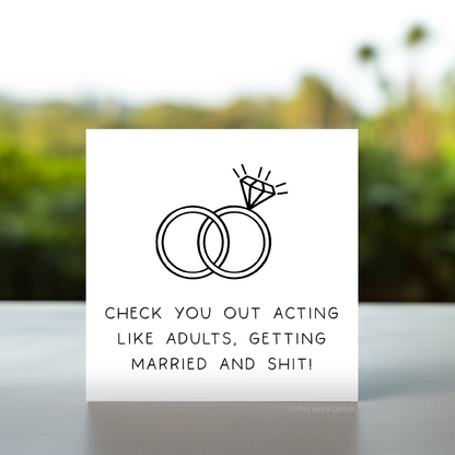 Hilarious wedding card, Wedding card with attitude, Playful wedding card, Unique wedding card for friends, Cool wedding day card, Edgy wedding card, Cheeky wedding card for friends, Modern wedding card, Sarcastic wedding card, Witty wedding card