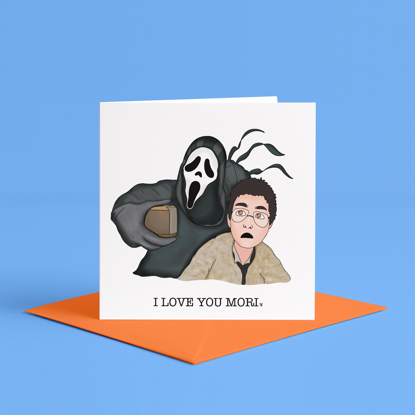 DBD Birthday Card, Dead By Daylight Greeting Card, Ghostface, Scream birthday card, Dead by Daylight art, gift for horror gamer, Mori Card, Funny mori themed love card, Romantic horror card I Love You Mori