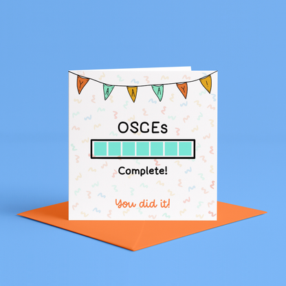 OSCEs Complete Card | Well done OSCEs card, OSCE pass, OSCE revision notes, OSCE dog, vet nurse OSCEs, well done vet, well done midwife, well done paramedic, well done doctor, well done nurse, proud of you nurse, proud of you paramedic, proud of you