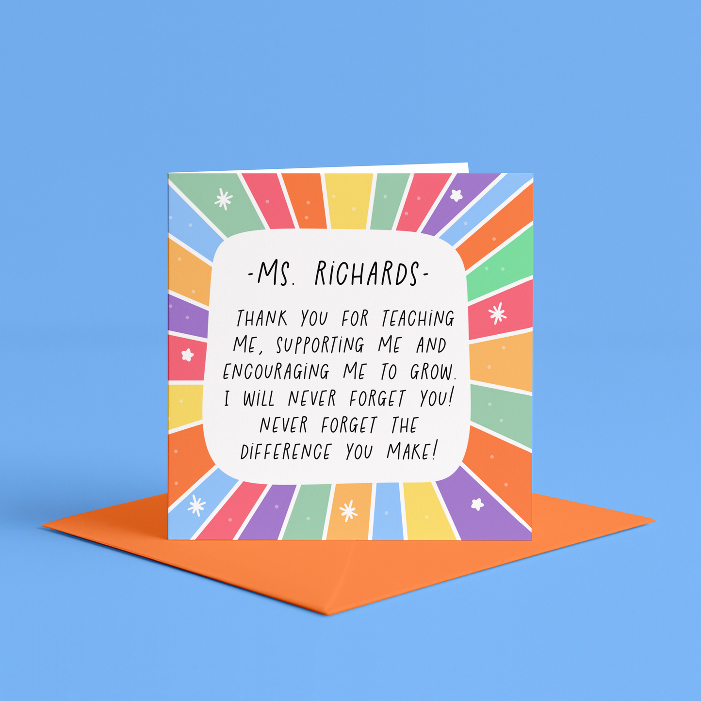 Personalised thank you card for teacher with their name on | thank you teacher card with teachers name, end of school thank you card, leaving school card for teacher, best teacher ever card, leaving card for teacher, end of school year thank you card, Thank you to the best teacher card with their name on | personalised thank you teacher card, personalised thank you card for teacher at end of school, from your favourite student card, for my favourite teacher card, thank you miss card for teacher