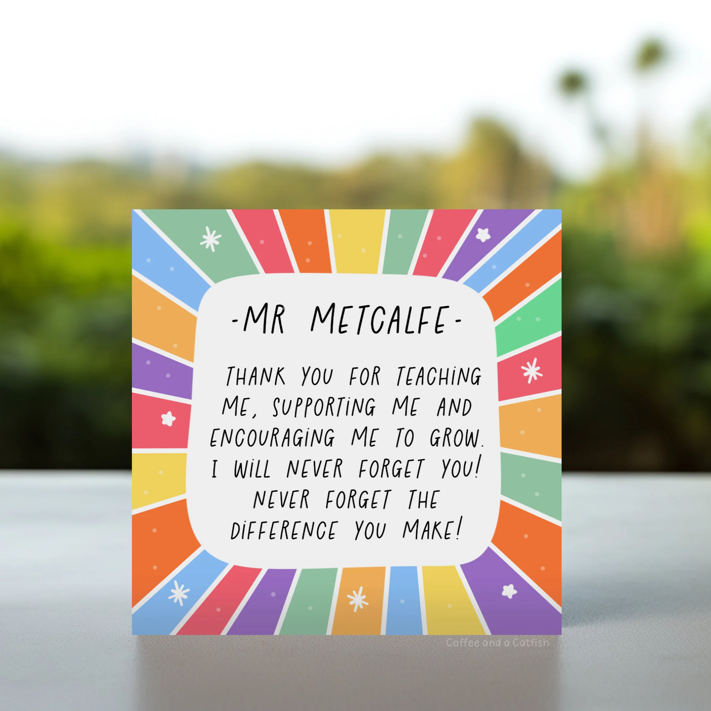 Personalised thank you teacher card | personalised teacher appreciation card, goodbye teacher card with their name on, thank you teacher card from student, end of school card for teachers, thank you for teaching me card end of year card