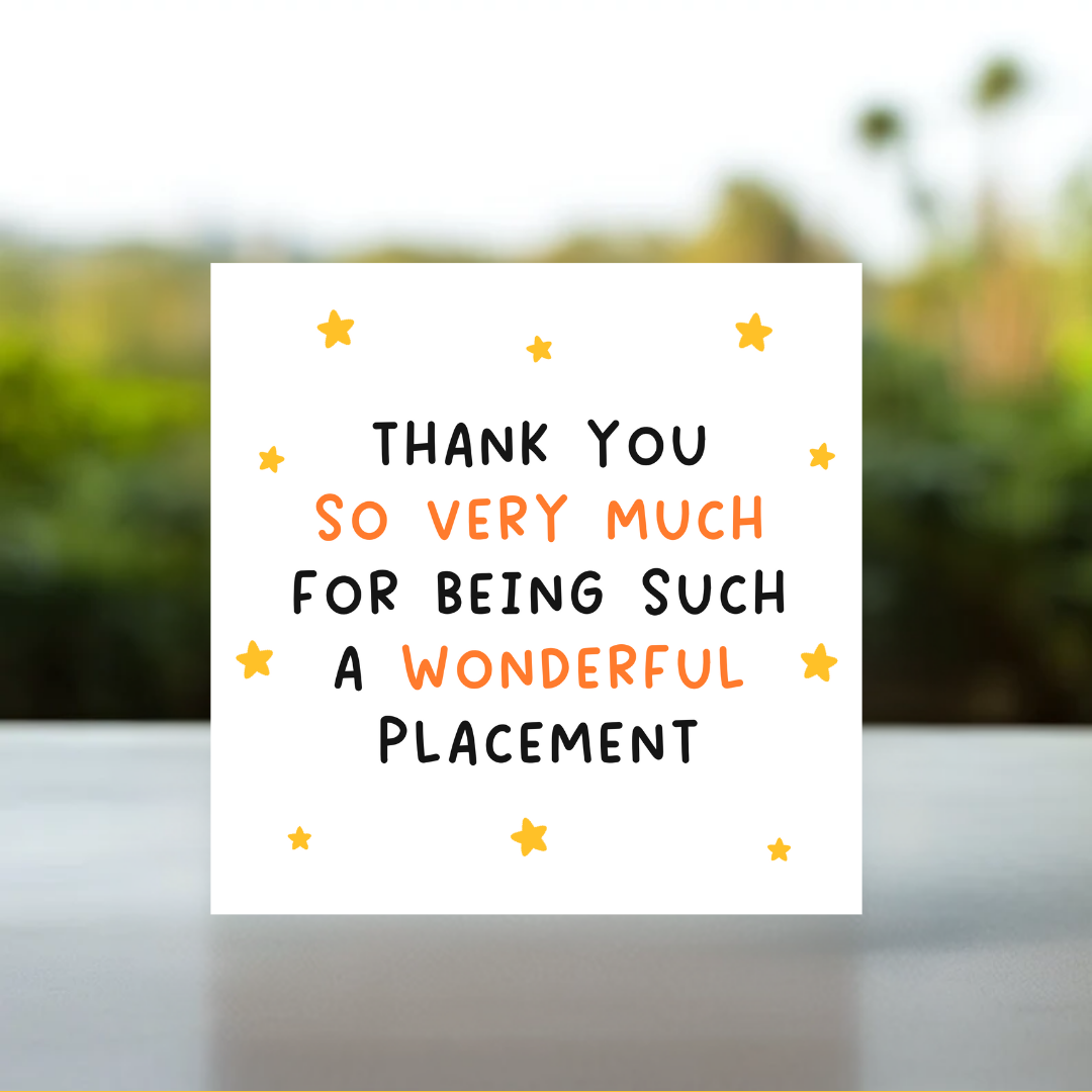 Thank you card for university placement experience, University placement thank you card printable, University placement thank you card with message
student placement thank you card