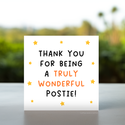 thank you to the postman card, thank you to the postie card, thank you to the postwoman card, postman appreciation card, postal worker appreciation card, postwoman appreciation card, postie appreciation card, thank you postman, thank you postwoman