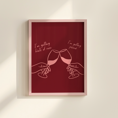 'Getting Pissed' Red & Pink Christmas Print