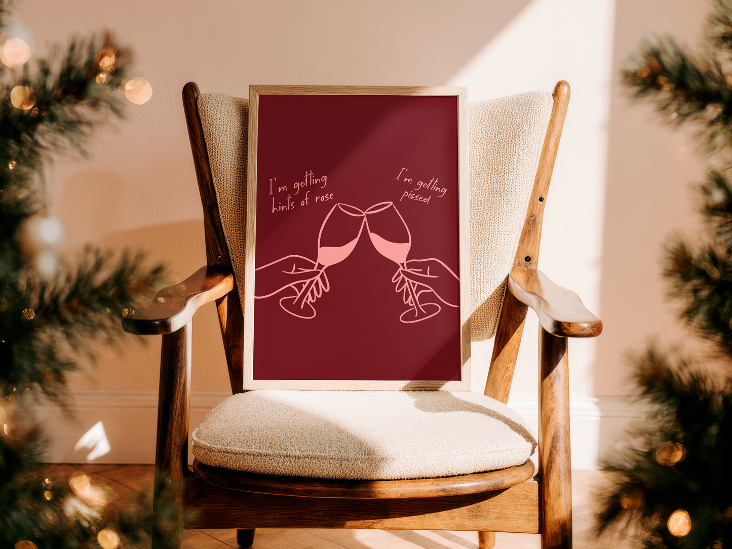 'Getting Pissed' Red & Pink Christmas Print