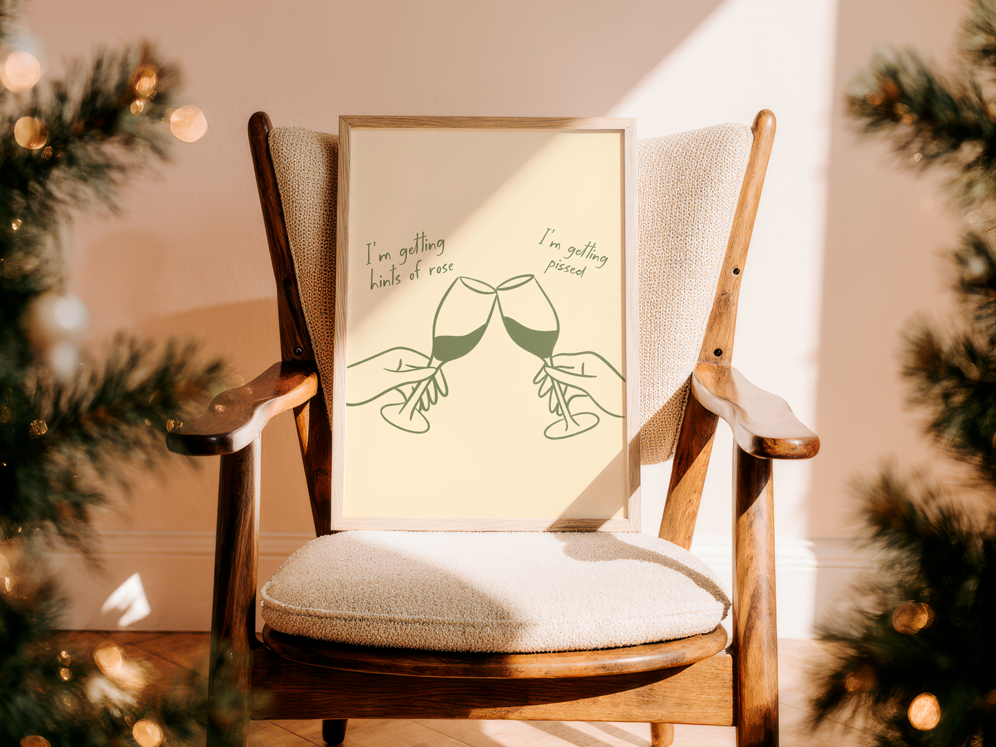 'Getting Pissed' Sage & Green Christmas Print